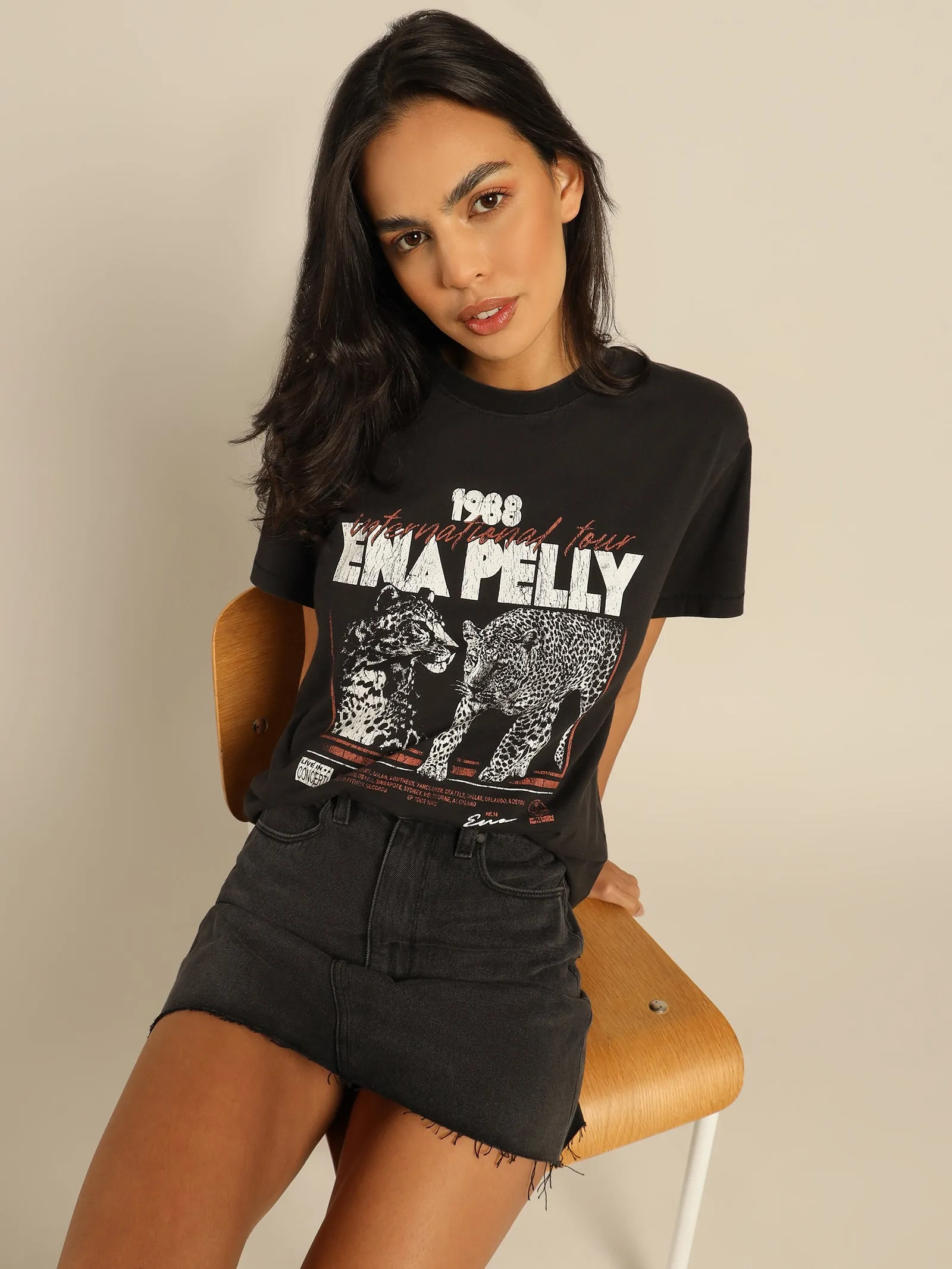 1988 Cheetah Tour T-Shirt in Washed Black