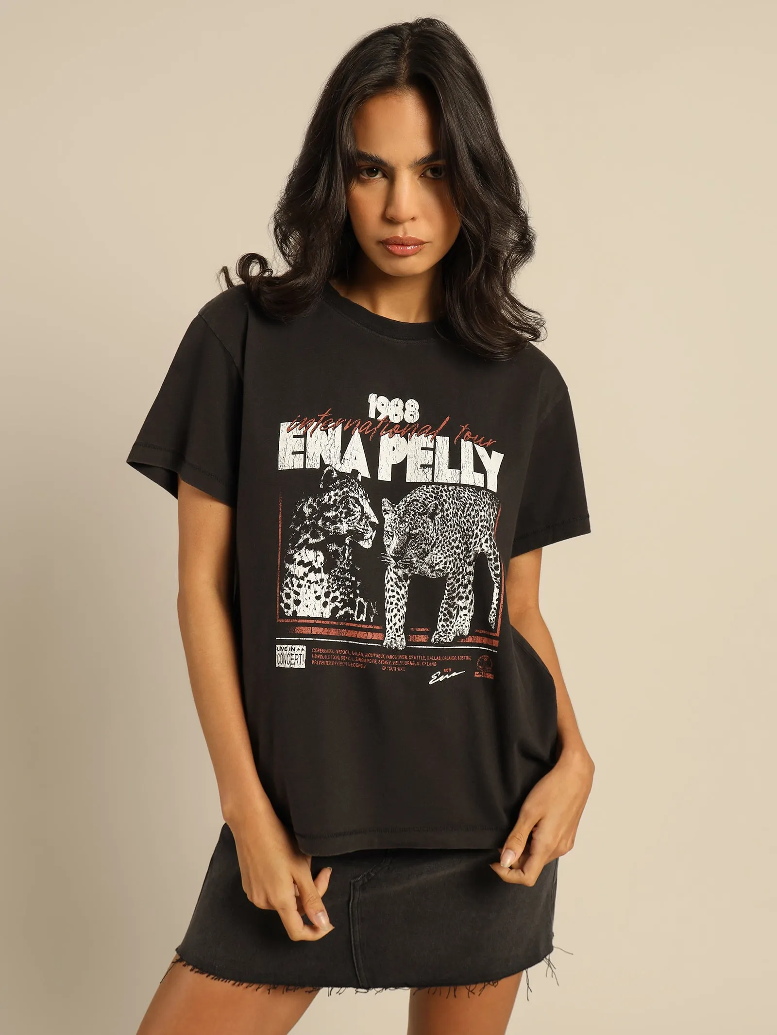 1988 Cheetah Tour T-Shirt in Washed Black
