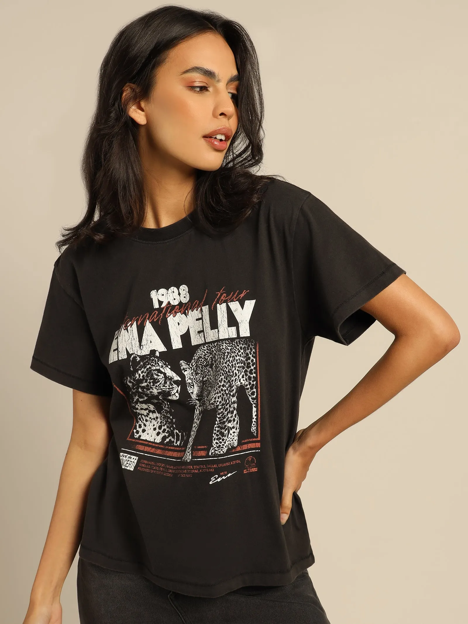 1988 Cheetah Tour T-Shirt in Washed Black