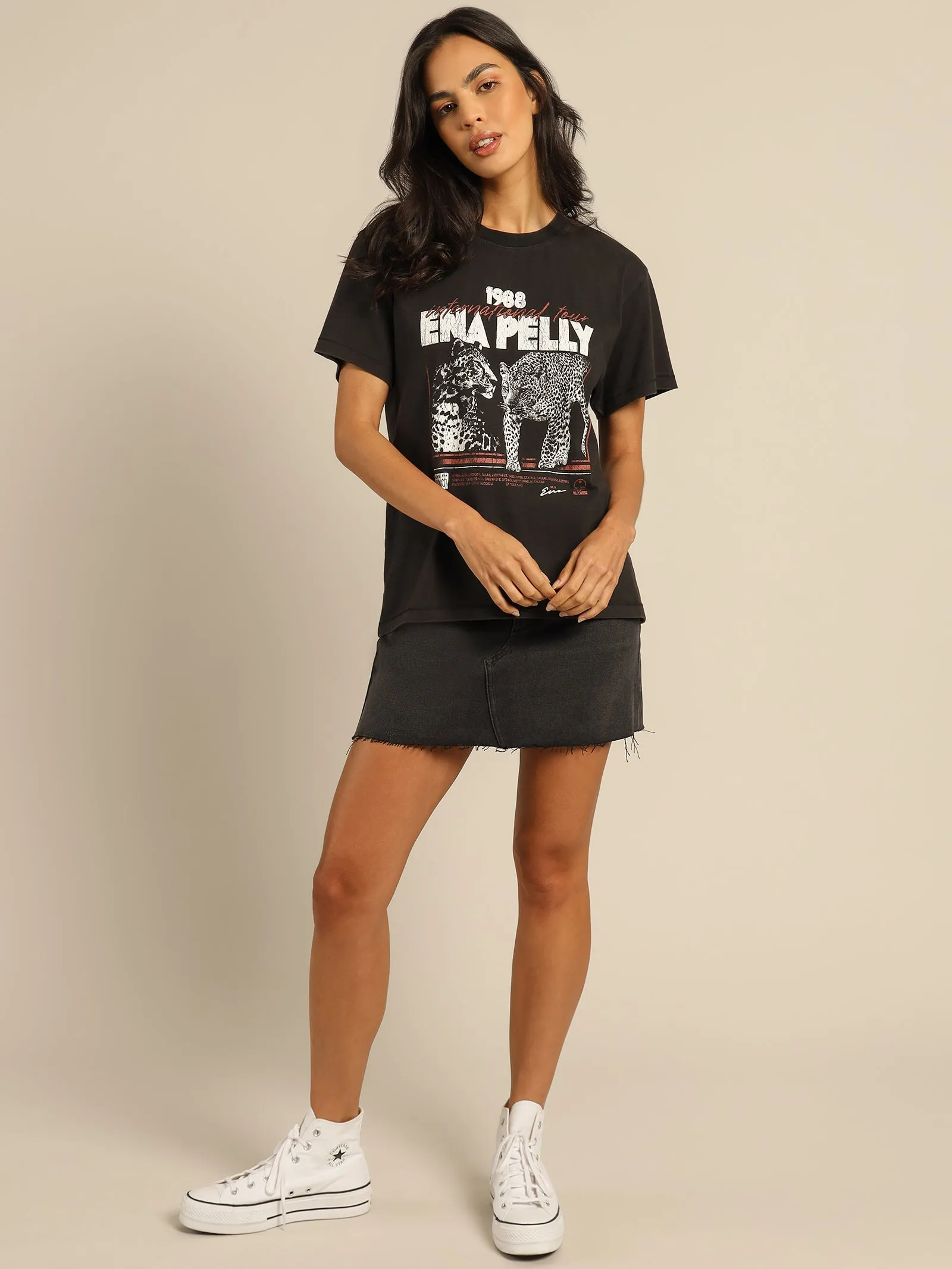 1988 Cheetah Tour T-Shirt in Washed Black