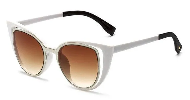 2017 brand designer women Sunglasses vintage acetate frame retro gradient cat eye shaped