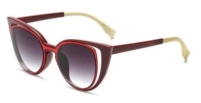 2017 brand designer women Sunglasses vintage acetate frame retro gradient cat eye shaped