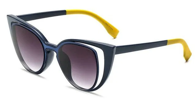 2017 brand designer women Sunglasses vintage acetate frame retro gradient cat eye shaped