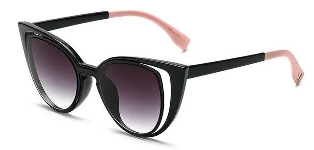 2017 brand designer women Sunglasses vintage acetate frame retro gradient cat eye shaped