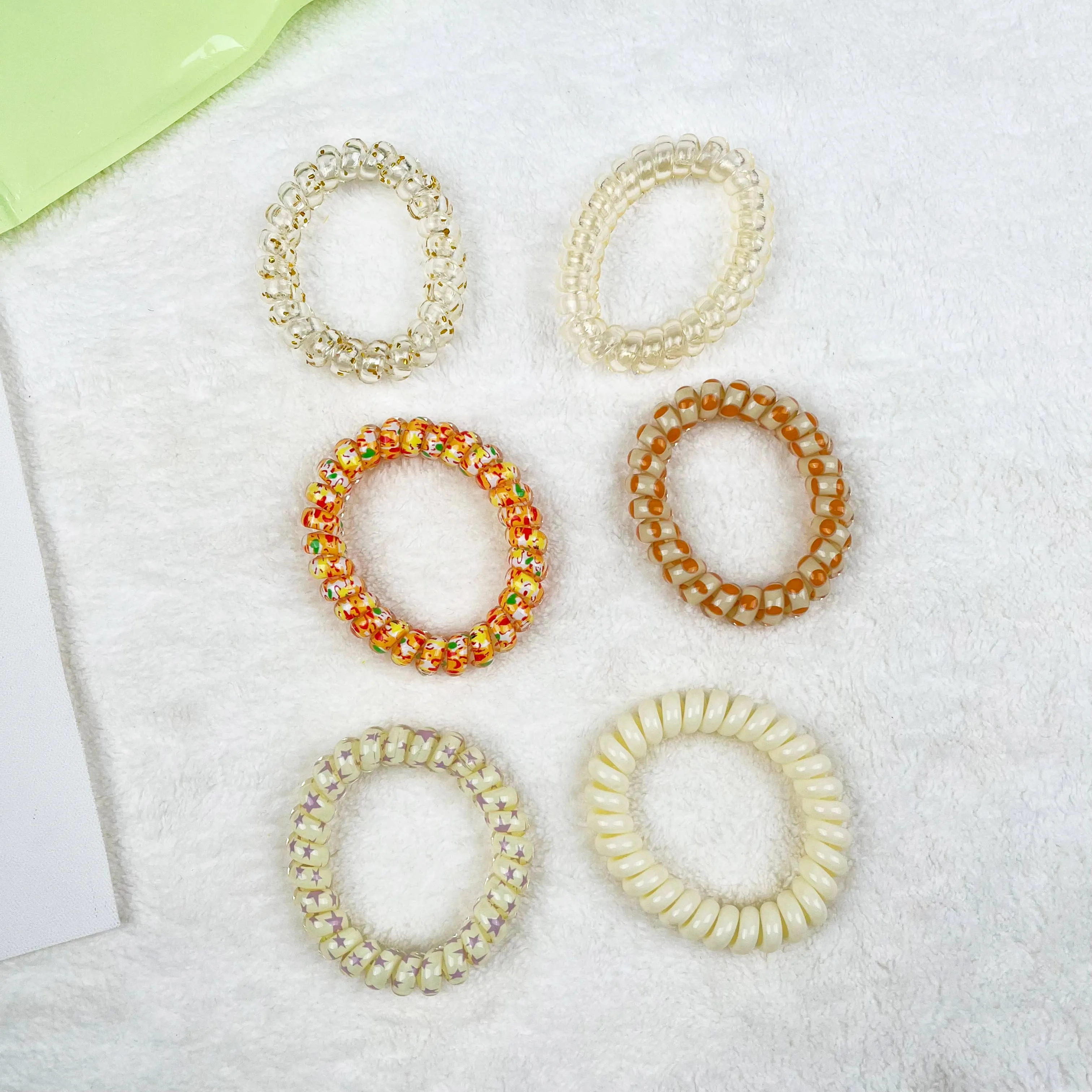 6PCS Gradient Color Phone Cord Hair Tie Women's Rubber Band