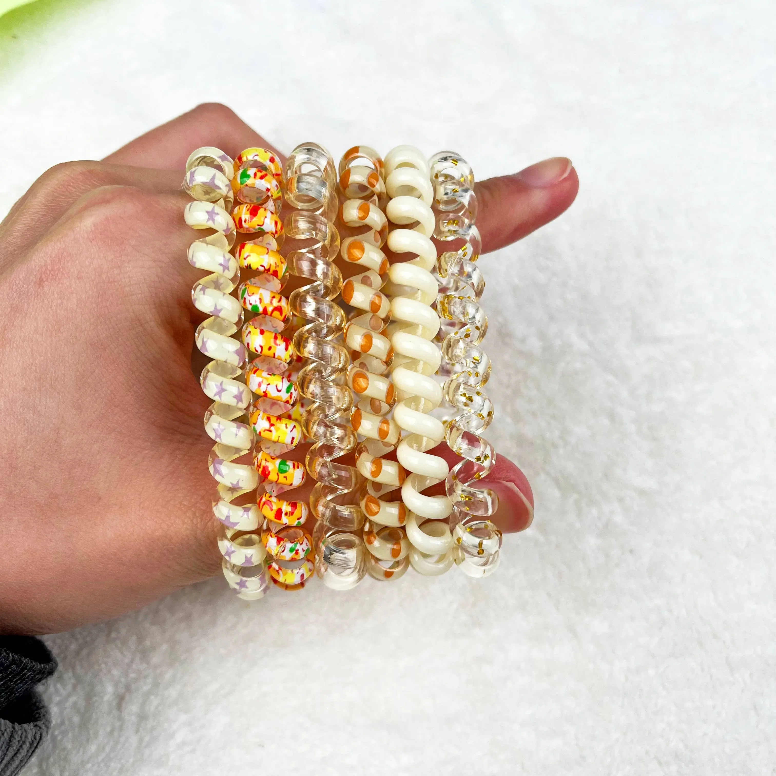 6PCS Gradient Color Phone Cord Hair Tie Women's Rubber Band
