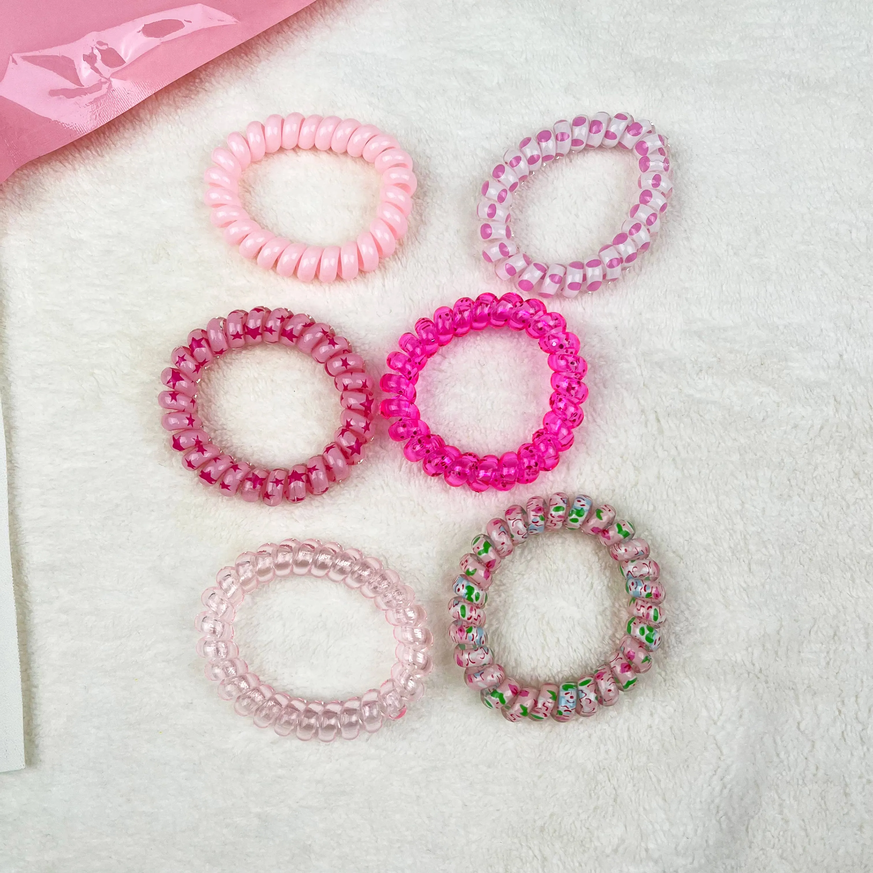 6PCS Gradient Color Phone Cord Hair Tie Women's Rubber Band