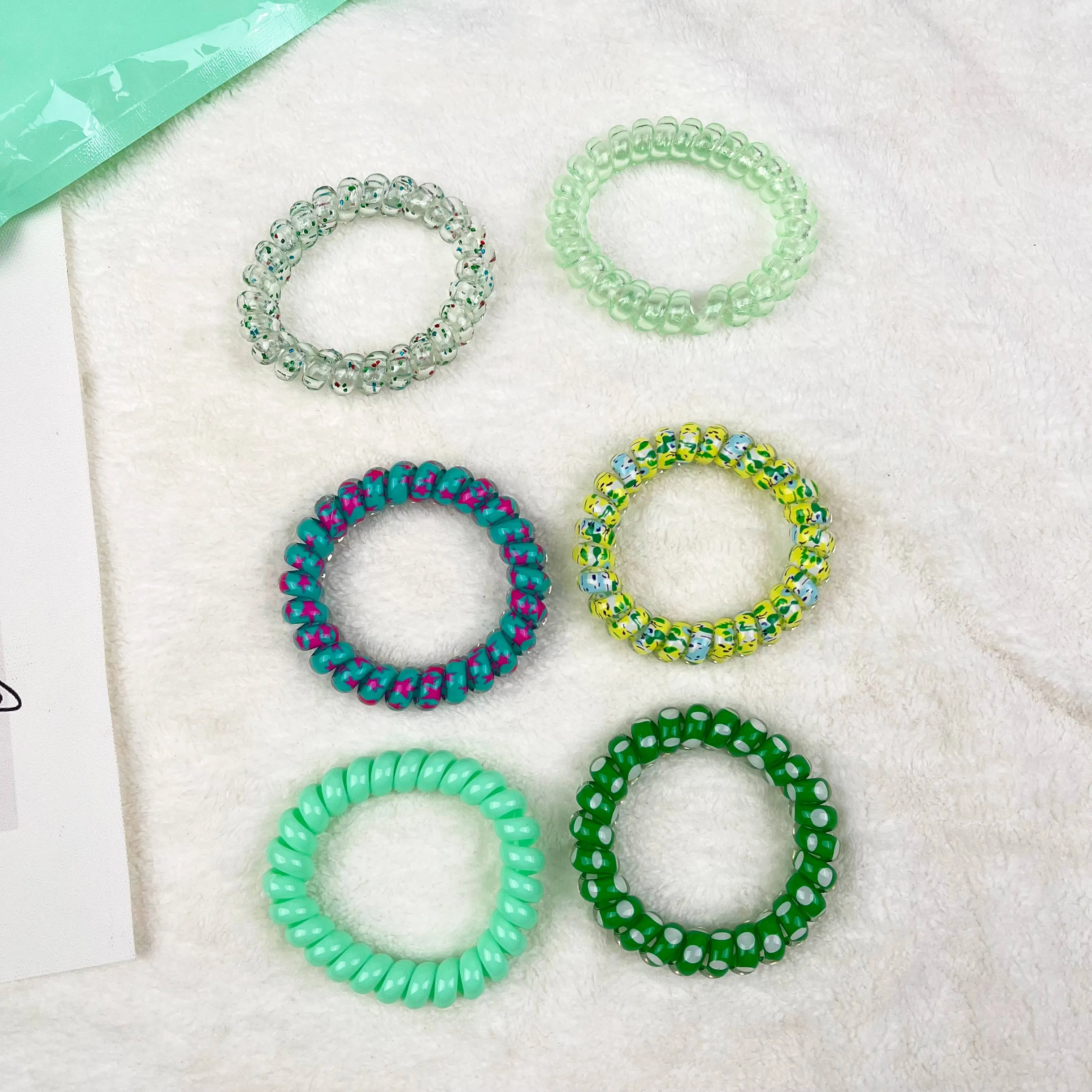 6PCS Gradient Color Phone Cord Hair Tie Women's Rubber Band