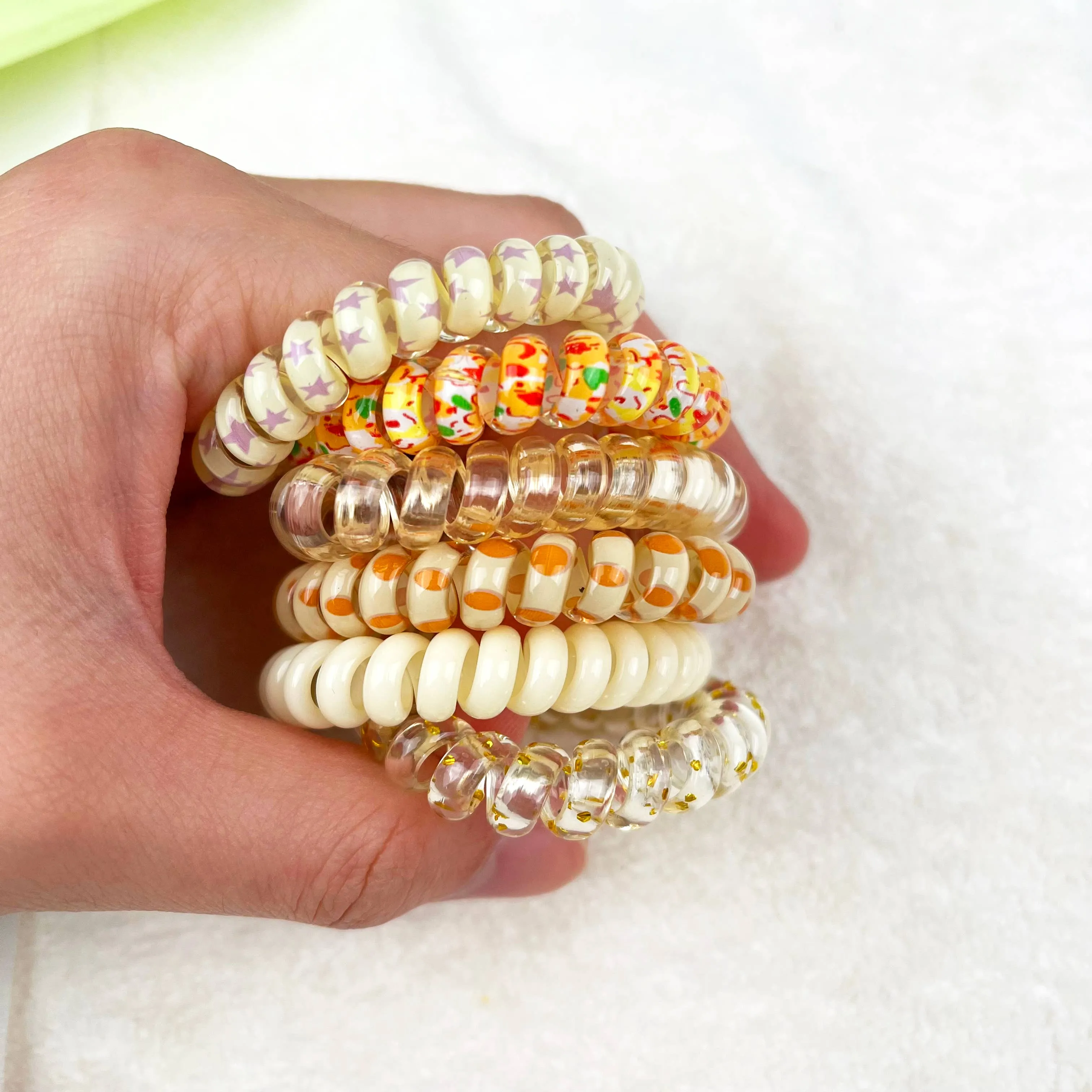 6PCS Gradient Color Phone Cord Hair Tie Women's Rubber Band