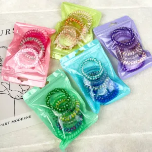 6PCS Gradient Color Phone Cord Hair Tie Women's Rubber Band