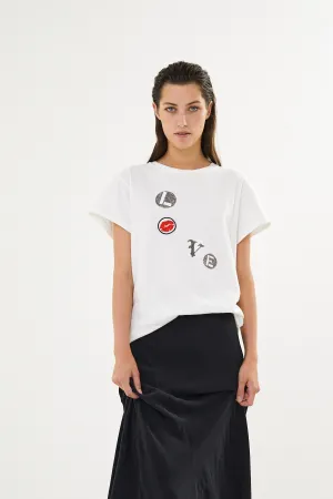 Ambla - Love patch t-shirt I Chalk
