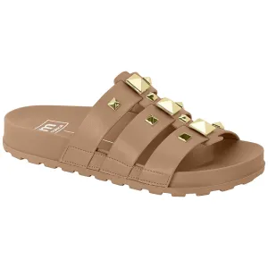 Beige Strappy Slide Sandals