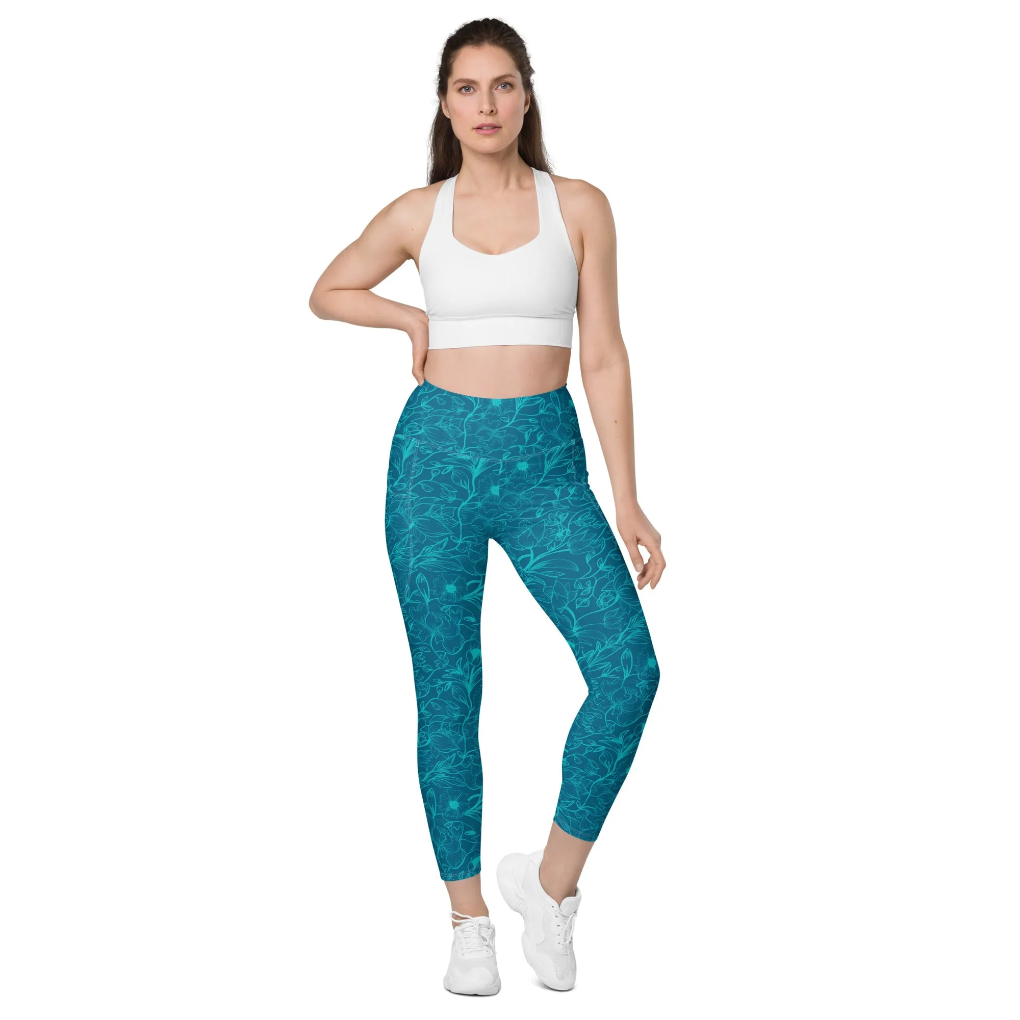 Blue Leggings with pockets. Miami Collection