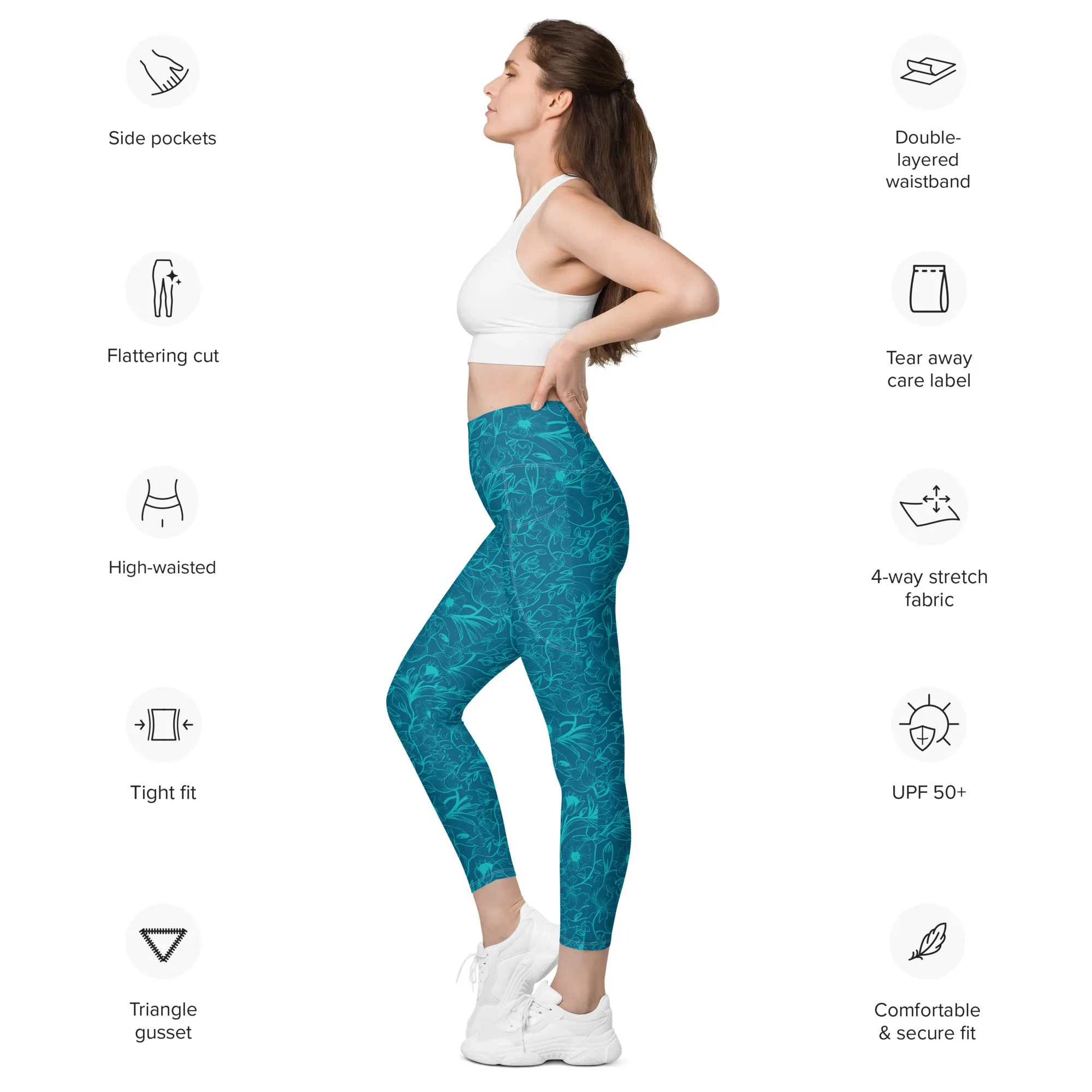 Blue Leggings with pockets. Miami Collection