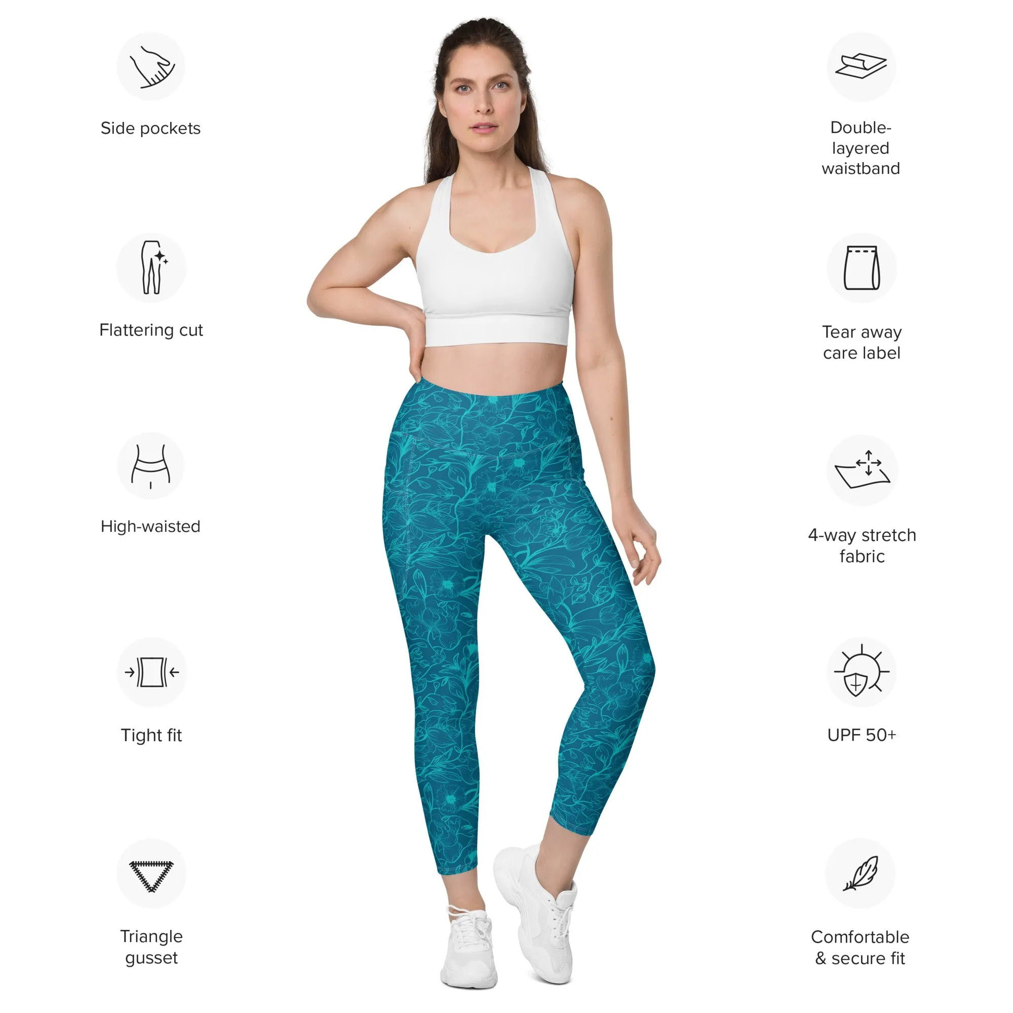 Blue Leggings with pockets. Miami Collection
