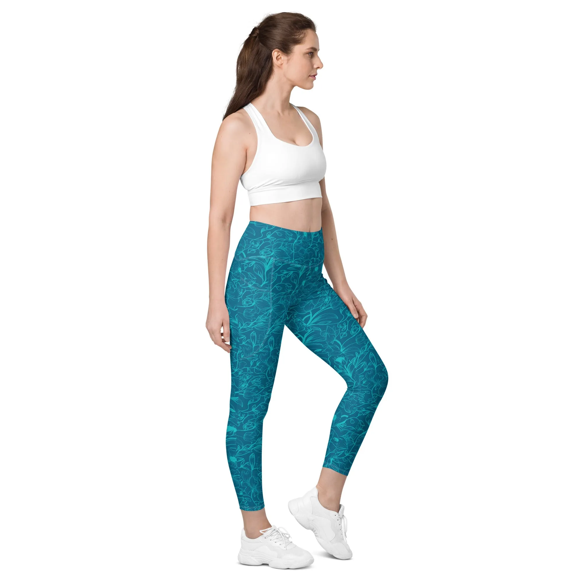 Blue Leggings with pockets. Miami Collection