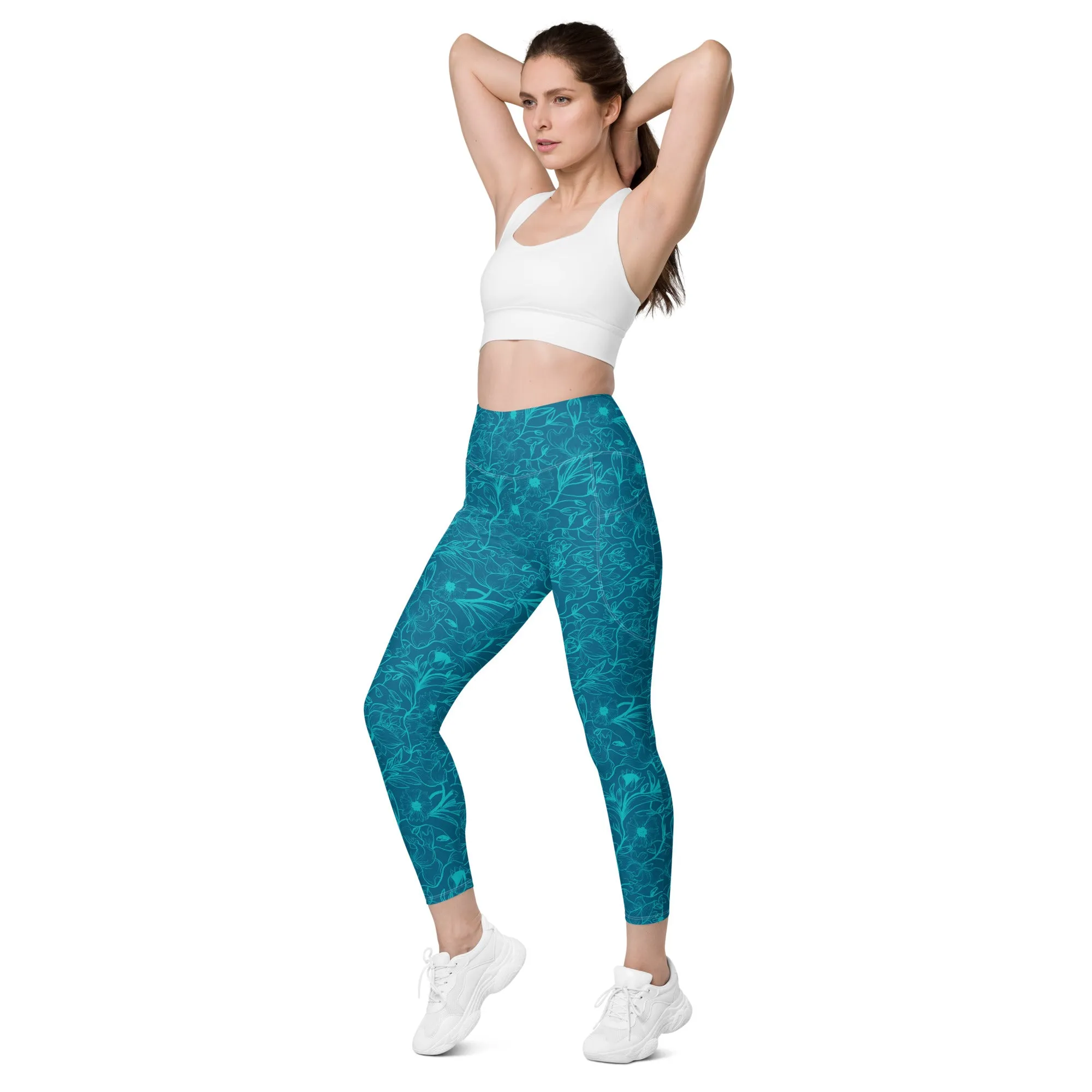 Blue Leggings with pockets. Miami Collection
