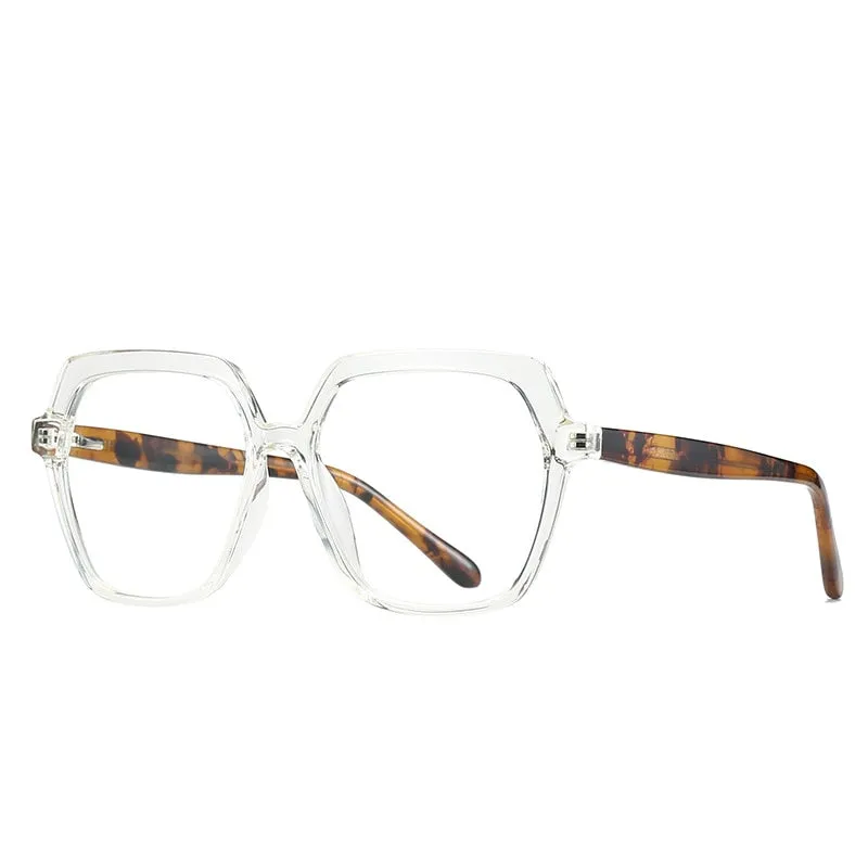 CCspace Unisex Full Rim Polygon Tr 90 Titanium Frame Eyeglasses 49324