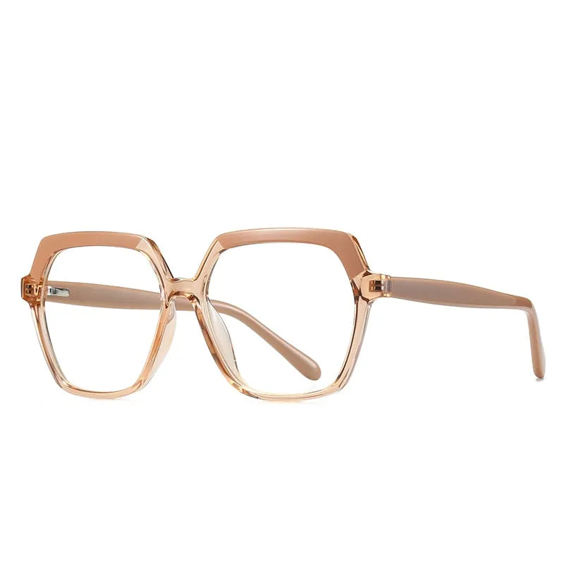 CCspace Unisex Full Rim Polygon Tr 90 Titanium Frame Eyeglasses 49324