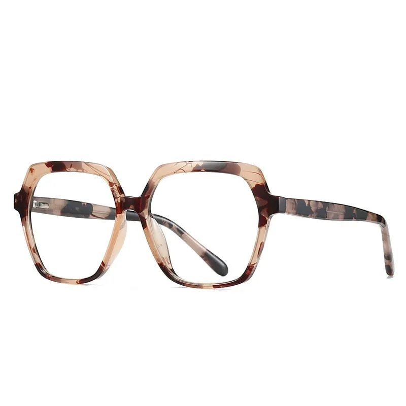 CCspace Unisex Full Rim Polygon Tr 90 Titanium Frame Eyeglasses 49324