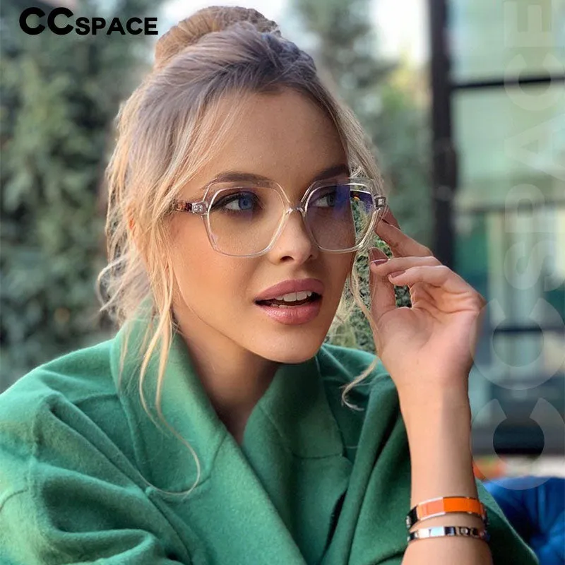CCspace Unisex Full Rim Polygon Tr 90 Titanium Frame Eyeglasses 49324