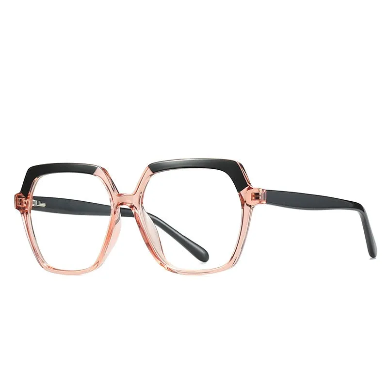CCspace Unisex Full Rim Polygon Tr 90 Titanium Frame Eyeglasses 49324