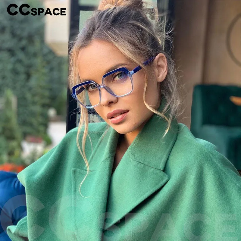 CCspace Unisex Full Rim Polygon Tr 90 Titanium Frame Eyeglasses 49324