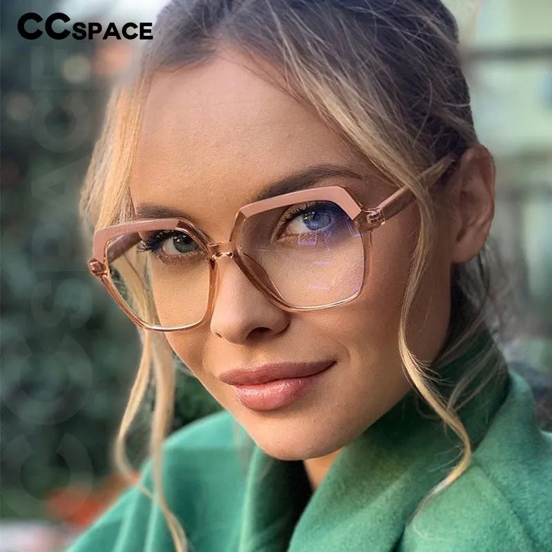 CCspace Unisex Full Rim Polygon Tr 90 Titanium Frame Eyeglasses 49324