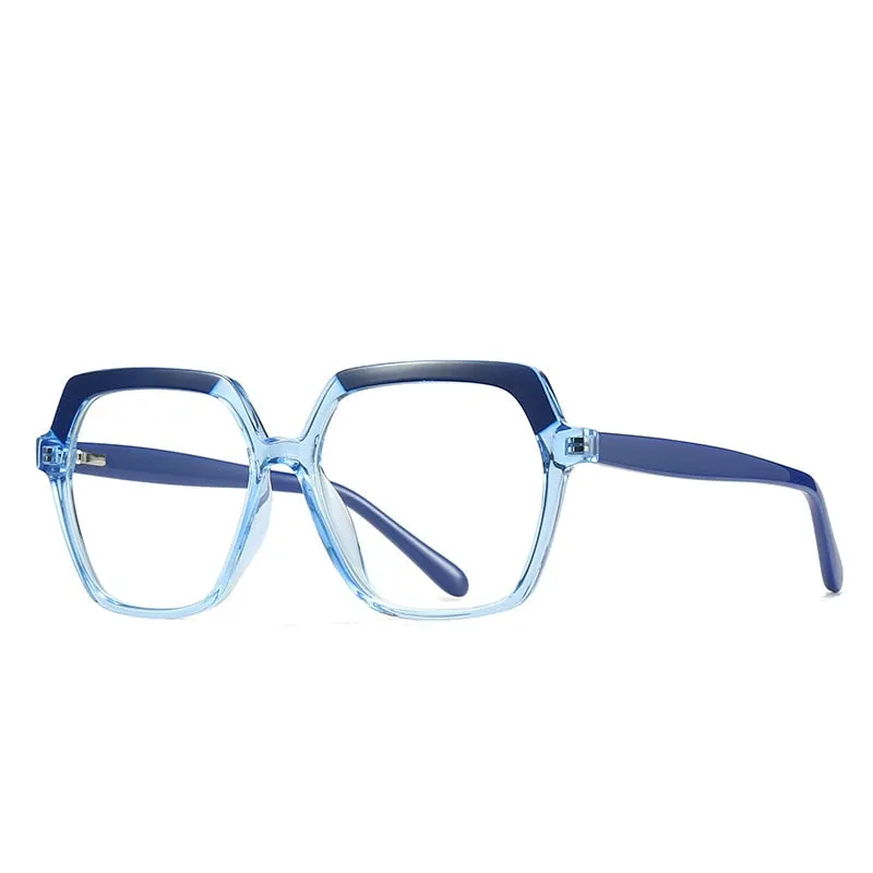 CCspace Unisex Full Rim Polygon Tr 90 Titanium Frame Eyeglasses 49324