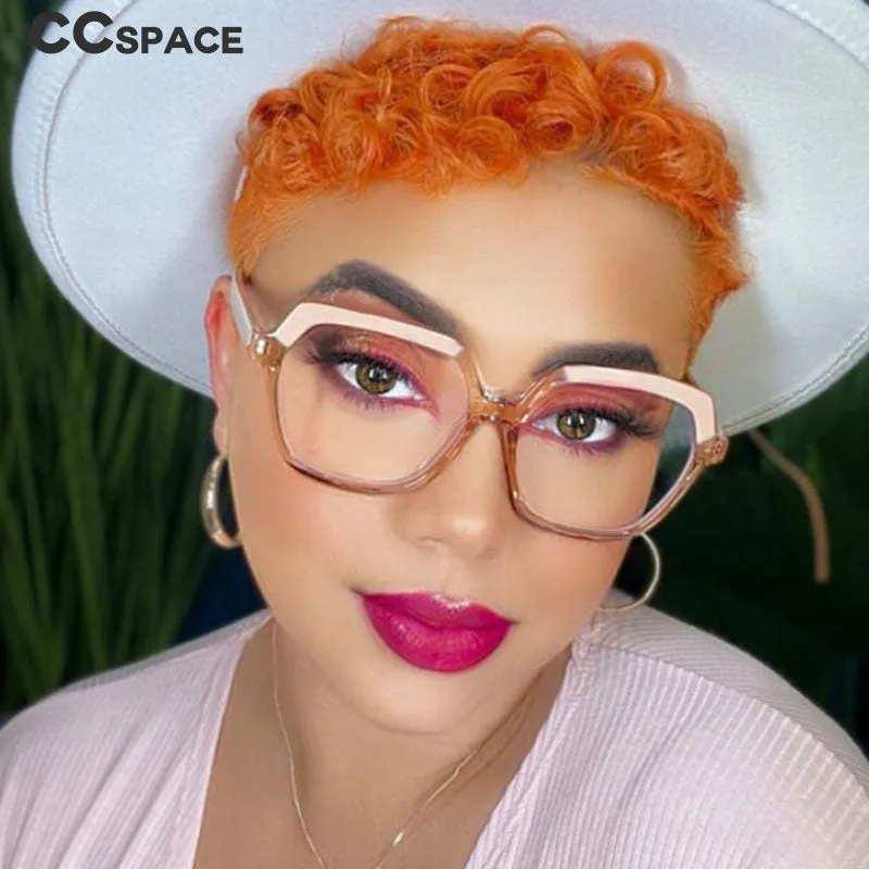 CCspace Unisex Full Rim Polygon Tr 90 Titanium Frame Eyeglasses 49324