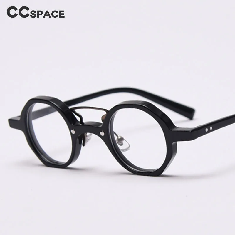 CCspace Unisex Full Rim Round Polygon Acetate Double Bridge Frame Eyeglasses 49833