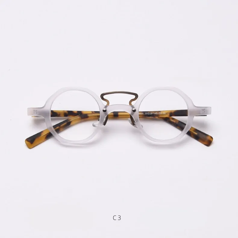 CCspace Unisex Full Rim Round Polygon Acetate Double Bridge Frame Eyeglasses 49833