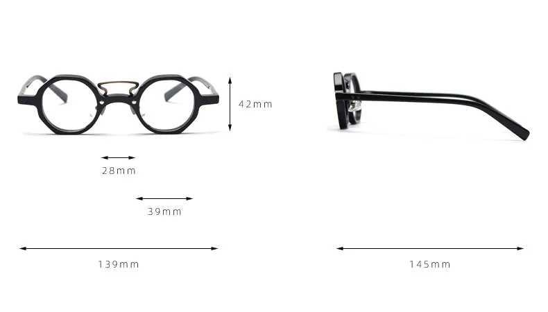 CCspace Unisex Full Rim Round Polygon Acetate Double Bridge Frame Eyeglasses 49833