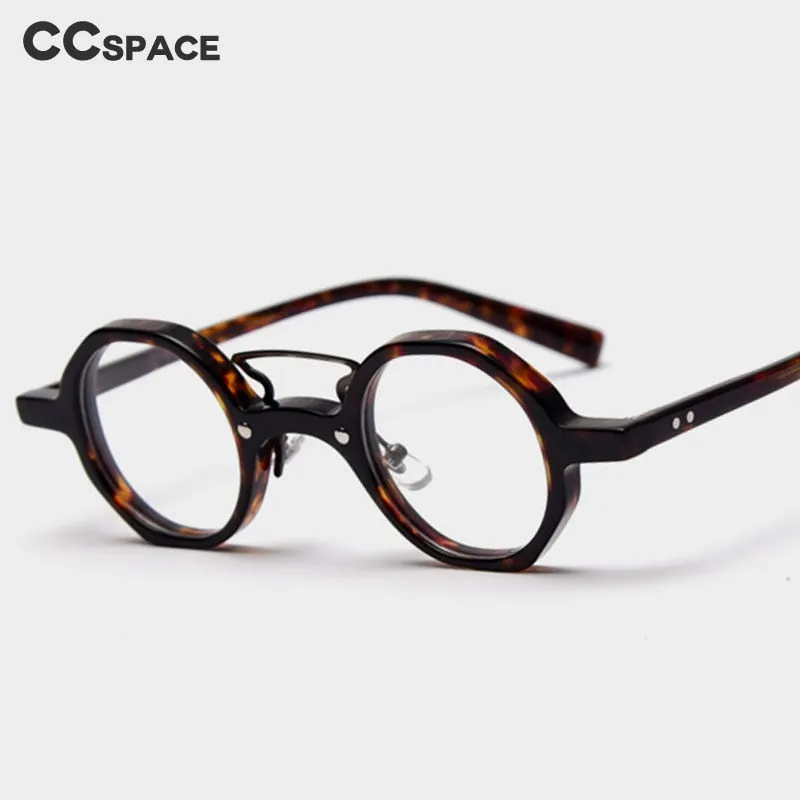 CCspace Unisex Full Rim Round Polygon Acetate Double Bridge Frame Eyeglasses 49833