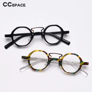 CCspace Unisex Full Rim Round Polygon Acetate Double Bridge Frame Eyeglasses 49833