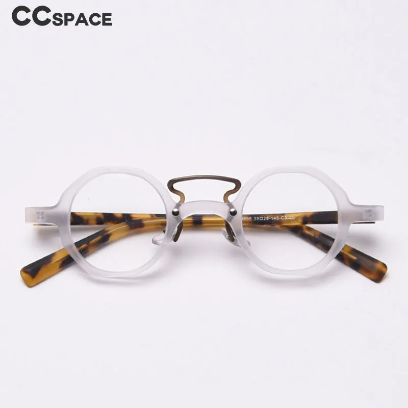 CCspace Unisex Full Rim Round Polygon Acetate Double Bridge Frame Eyeglasses 49833