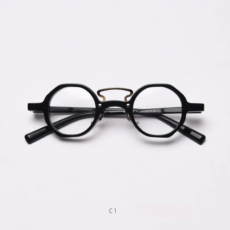 CCspace Unisex Full Rim Round Polygon Acetate Double Bridge Frame Eyeglasses 49833