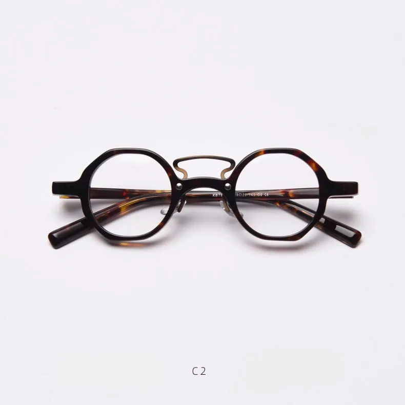 CCspace Unisex Full Rim Round Polygon Acetate Double Bridge Frame Eyeglasses 49833