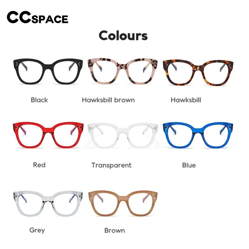 CCspace Unisex Full Rim Square Acetate Alloy Rivet Frame Eyeglasses 54152