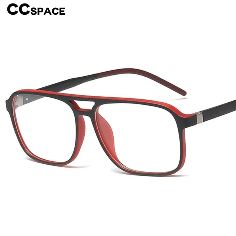 CCspace Unisex Full Rim Square Double Bridge Tr 90 Titanium Frame Eyeglasses 45844