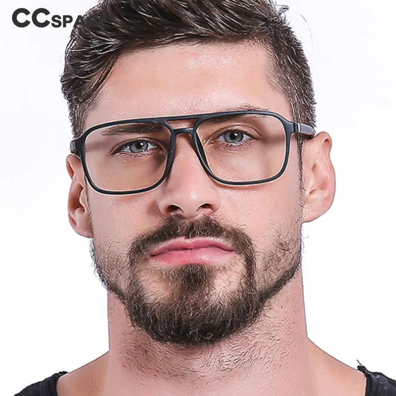 CCspace Unisex Full Rim Square Double Bridge Tr 90 Titanium Frame Eyeglasses 45844