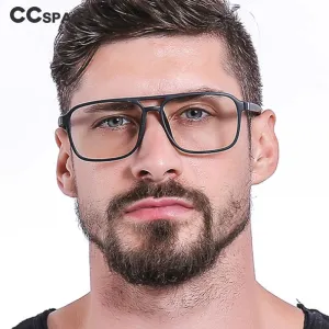 CCspace Unisex Full Rim Square Double Bridge Tr 90 Titanium Frame Eyeglasses 45844