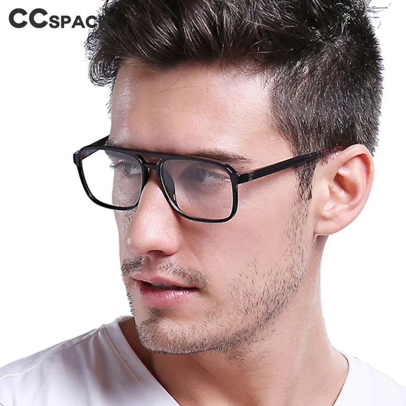 CCspace Unisex Full Rim Square Double Bridge Tr 90 Titanium Frame Eyeglasses 45844
