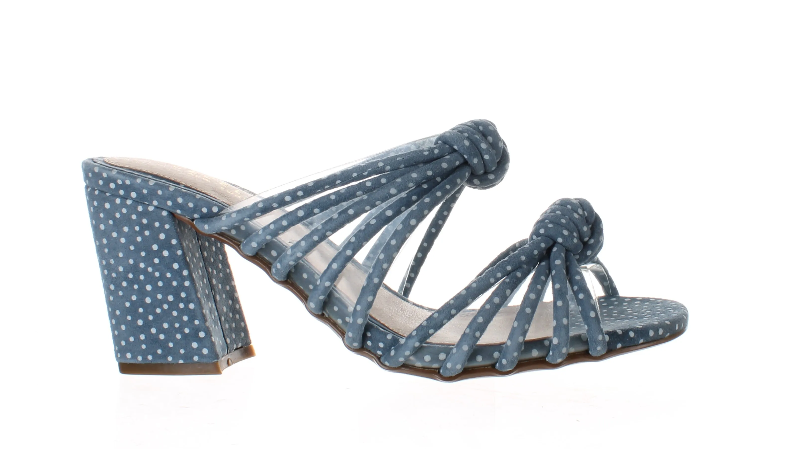 Cecelia New York Harper Denim White Slip On Open Toie Knotted Heeled Sandals