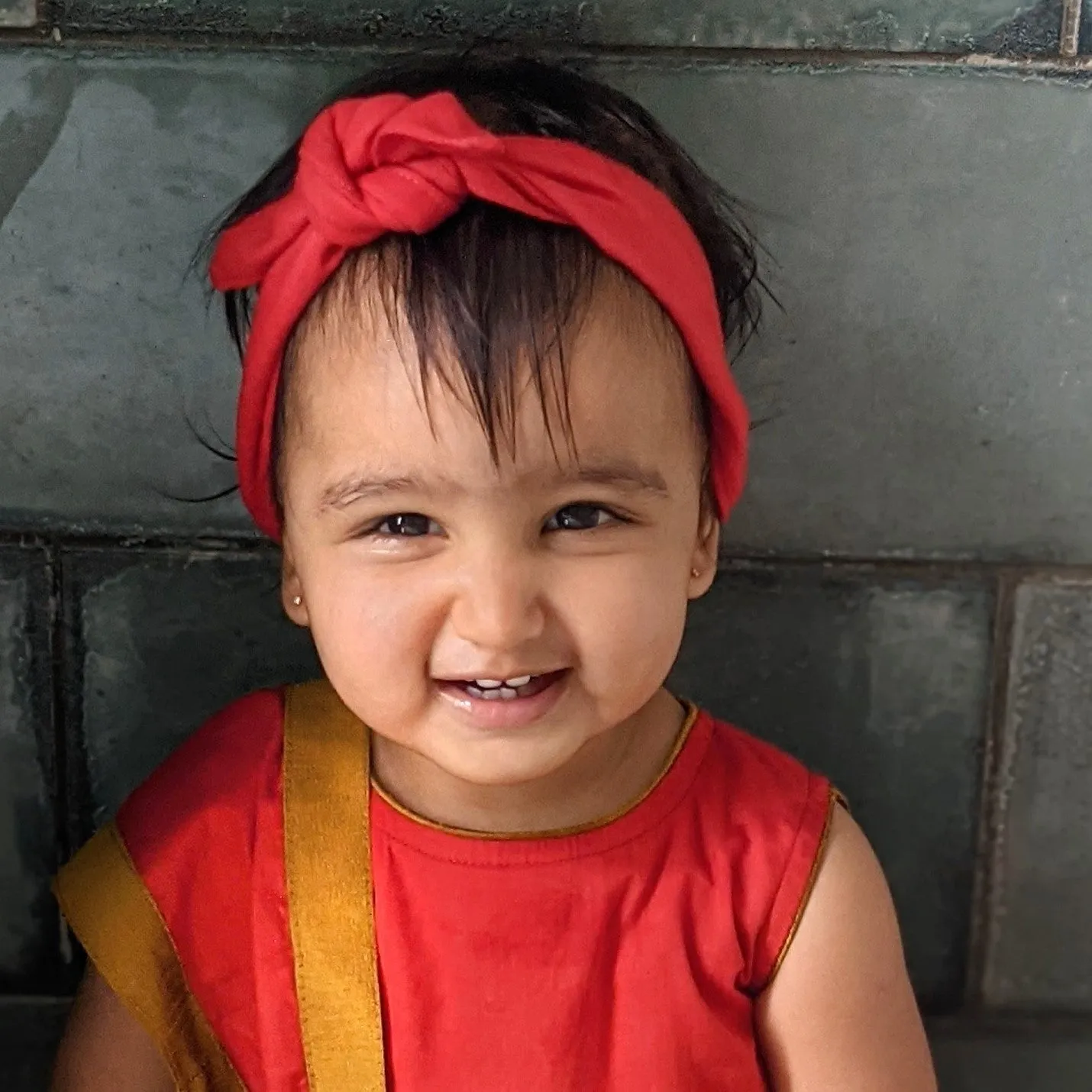 Cotton Malmal (Adjustable) Hairband - Red