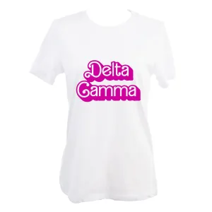 Delta Gamma T-Shirt- Retro Dolly Sorority Name Design, Relaxed Fit