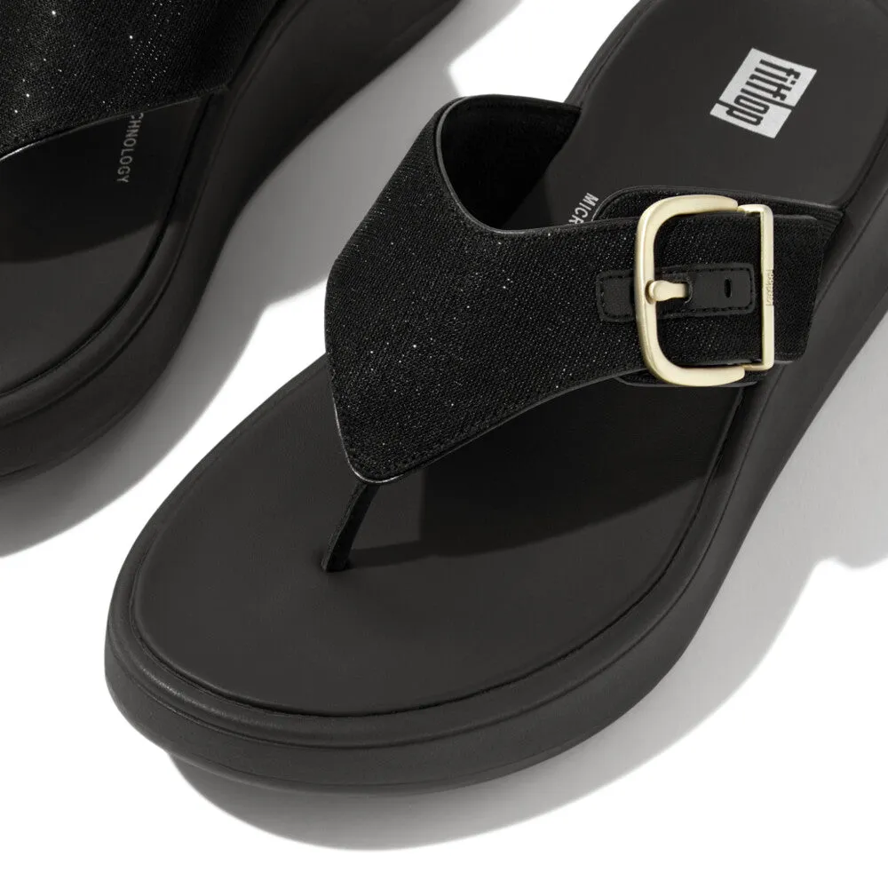 F-MODE Buckle Shimmerlux Flatform Toe-Post Sandals
