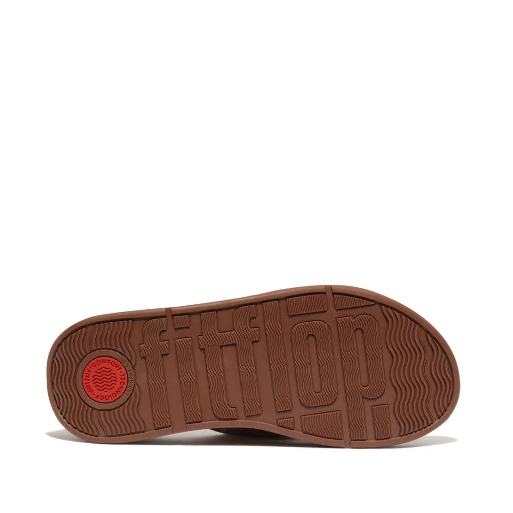 F-MODE Buckle Stud Suede Flatform Toe-Post Sandals