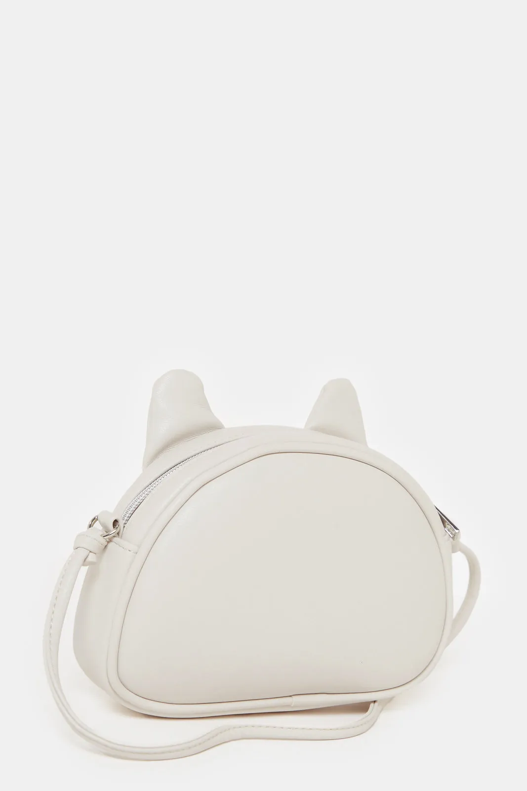 Girls White Character Embellished Crossbody