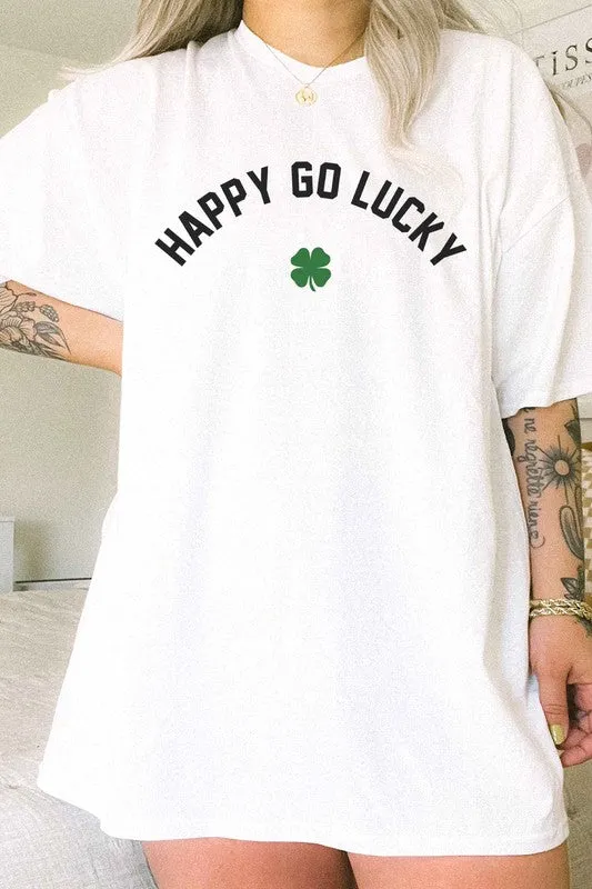 HAPPY GO LUCKY ST PATRICKS OVERSIZED TEE